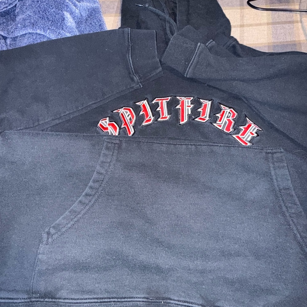 Spitfire Hoodie in Black with Red Accents